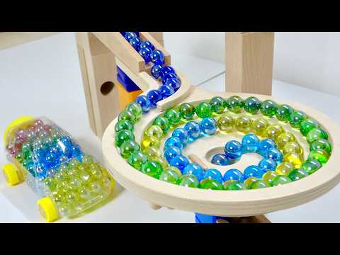 Marble Run Race ☆ HABA Slope & Retro Makita Truck, Excavator, Garbage Truck, Dump Truck, Ambulances