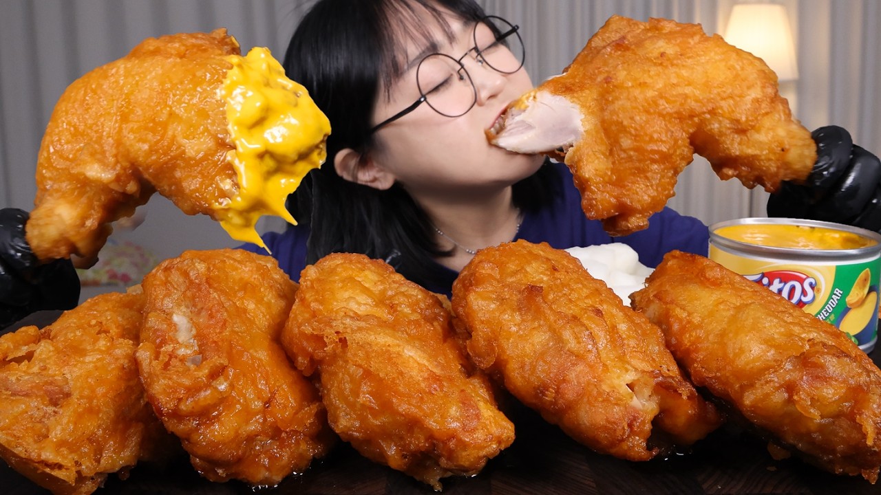 역시 치킨은 갓 튀긴 게 최고다🍗통닭다리치킨 먹방 with 치즈소스🧀Fried Chicken Dipped in Cheese Sauce Mukbang ASM