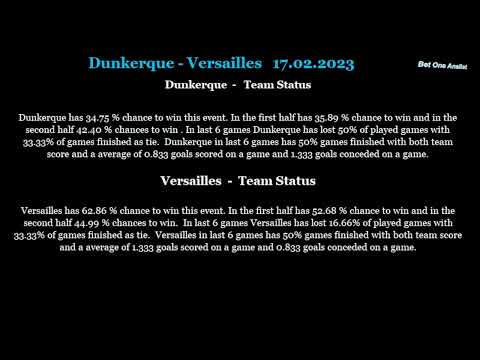 Dunkerque-Versailles 17 02 2023 betting tips and analis