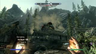 Elder Dragon Attacks the Town of Dragon Bridge on Elder Scrolls Skyrim