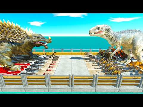 Indominus rex vs Anguirus | Herbivorous Dinosaurs Fights Reptiles - Animal Revolt Battle Simulator