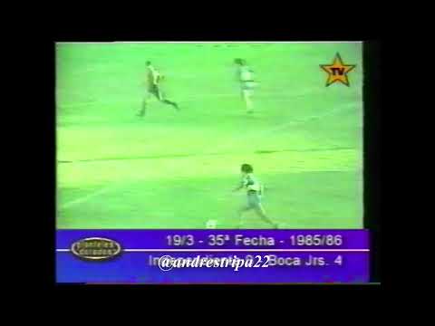 OTROS PARTIDOS. Torneo 1985/86. Fecha 35. 19-3-1986. Independiente 0-Boca Juniors 4. Doble Visera.
