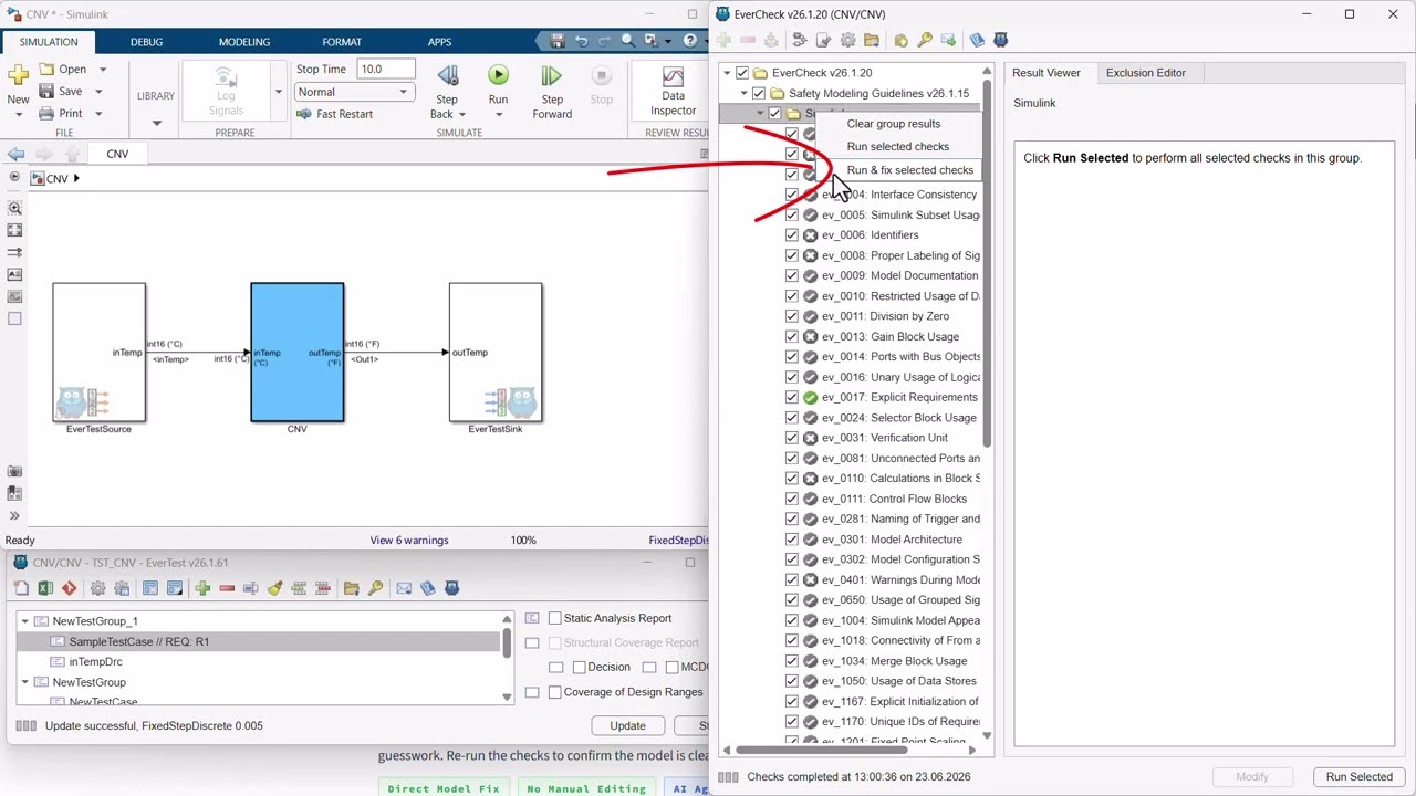 One-click automated design fixes in EverCheck