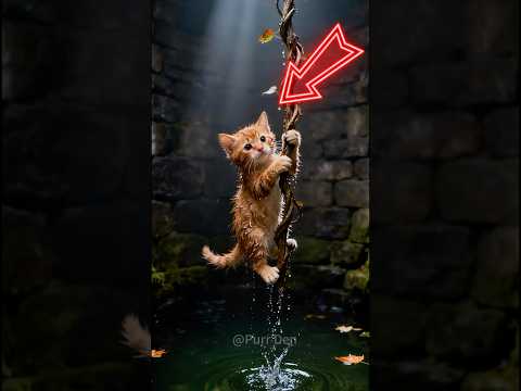 A BEAM OF LIGHT IN THE DARKNESS! Orange Kitten Awaits Rescue by a Shepherd Dog 🐱🐶💡#shorts #hailuo