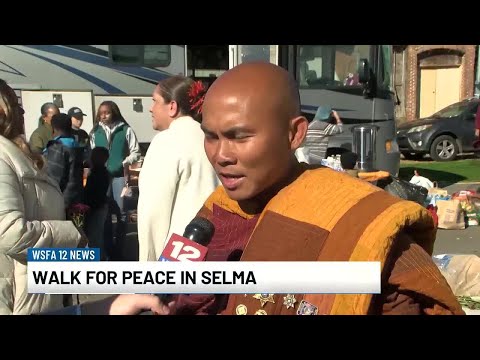 Buddhist monks' 'Walk for Peace' stops in Selma