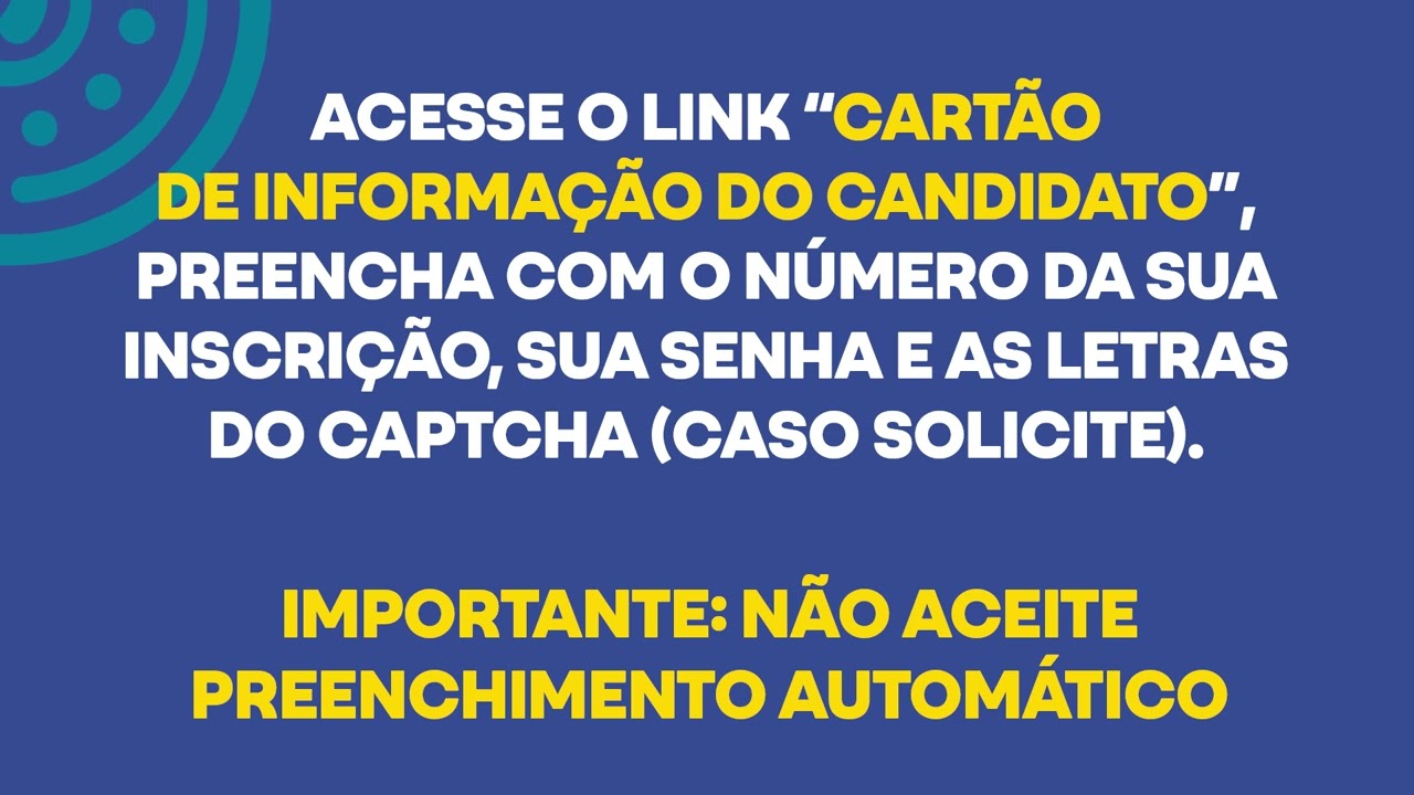 Cartão de Informação do Candidato