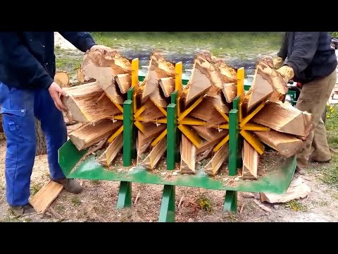 Dangerous Automatic Homemade Firewood Processing Machines, Powerful Wood Splitter Machines in Action