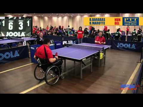 Para Table tennis Hungarian Open wheelchair team match Barabas HUN vs Marotte BEL