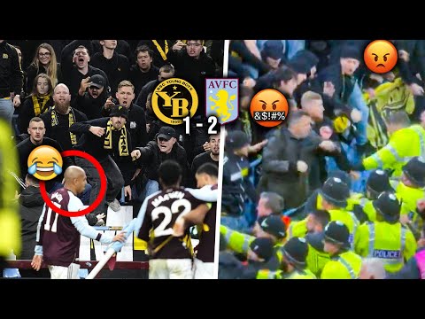 Full Fight Moments..Swiss Away Fans Punch the English Police at Villa Park After Villa’s First Goal!