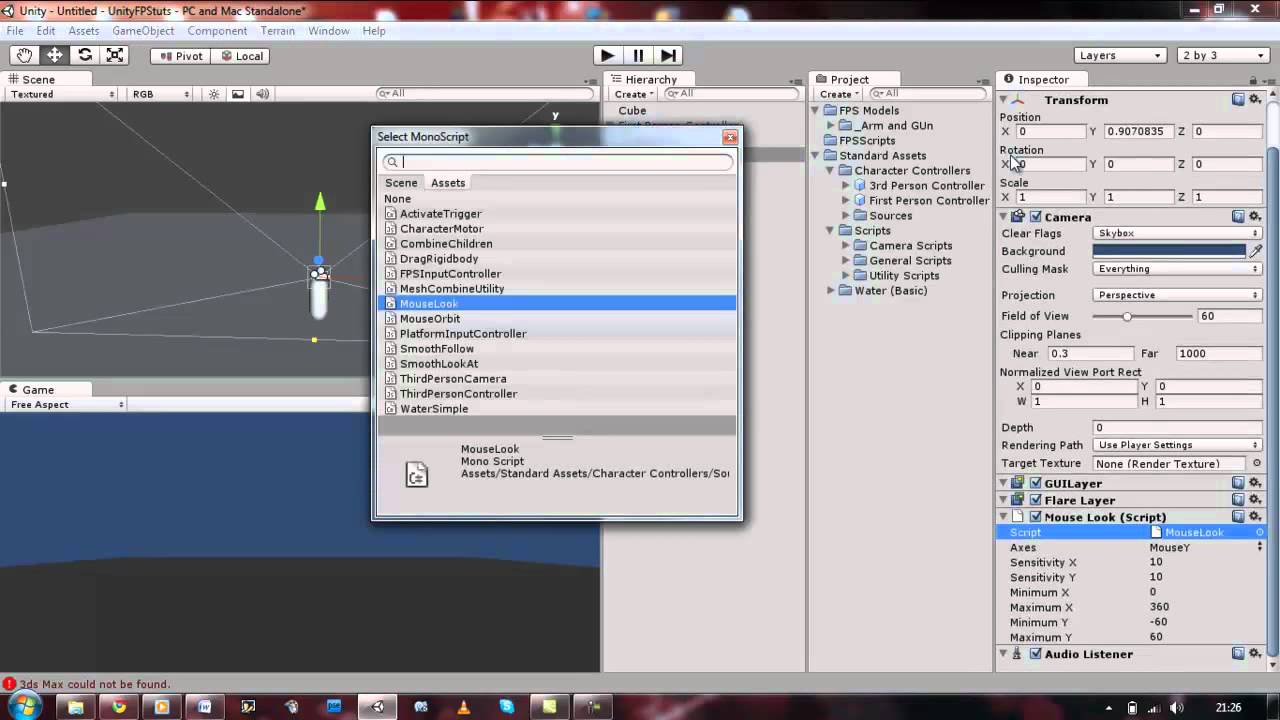 001 - Unity 3D : First Person Shooter Tutorial(FPS) - How To Create Mouse Look Script - Part 1