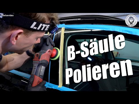 B-pillar polishing | Piano lacquer reconditioning | AUTOLACKAFFEN