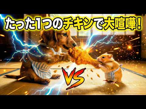 ダックスとハムスターが喧嘩をした