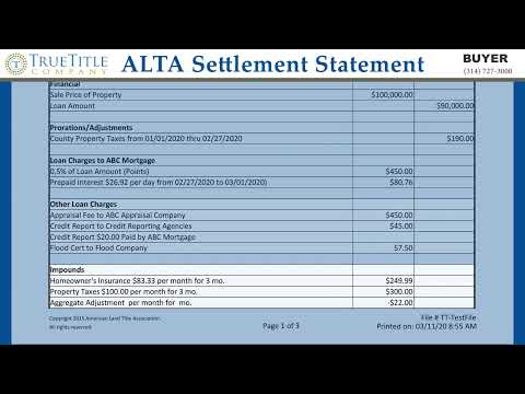 Buyer's Guide to Closing Documents - ALTA Settlement Statement - Section 1