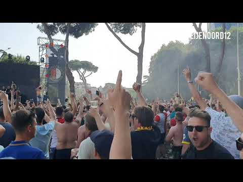 FEYENOORD FANS IN TIRANA VOOR DE CONFERENCE LEAGUE FINALE SFEERCOMPILATIE