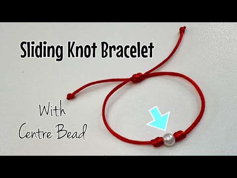 Sliding knot bracelet - adjustable red string bracelet with bead simple design