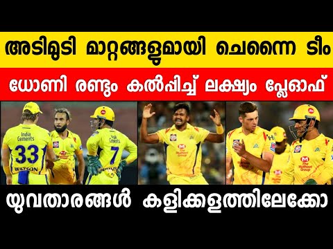 BIG CHANGES IN CSK TEAM FOR NEXT MATCHES IN IPL 2020 | CSK PLAYOFF CHANCES | IPL 2020 NEWS MALAYALAM