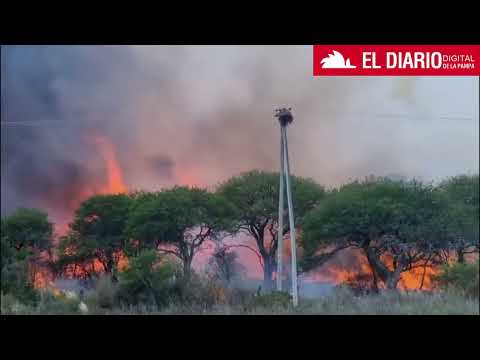 Incendio cerca del Puesto Caminero Victorica