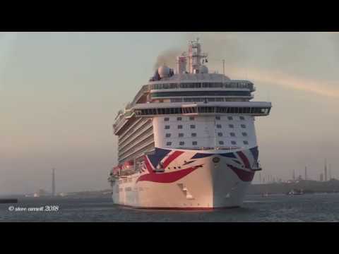 P&O Cruise Ships 'Britannia' ' Arcadia' early morning Southampton arrivals 11/05/18