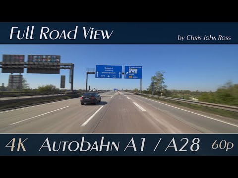 Autobahn (A1, A28), Germany: Bremen-Mahndorf - Delmenhorst-Adelheide - 4K (2160p/60p) Ultra HD