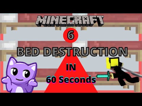 Minecraft Bedwars 6 Bed Destruction in 60 Seconds #Shorts😜