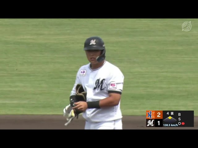 【ファーム】反撃の狼煙を上げる!! マリーンズ・山口航輝 センターオーバーのタイムリー2ベースヒット!! 2024年6月15日 千葉ロッテマリーンズ 対 オイシックス新潟アルビレックスBC
