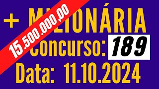 ???? Mais Milionaria 11/10, Resultado da Mais Milionaria 189, Mais Milionária de hoje,