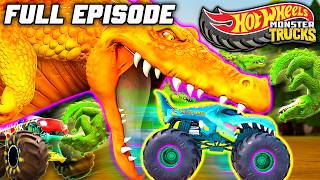 Download lagu The Great Croc Round-Up! 🐊 | Hot Wheels Monster Trucks Camp Crush | Episode 9 mp3