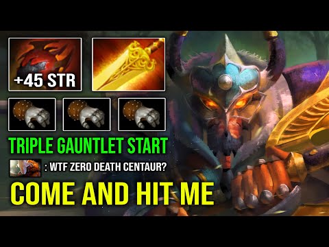 COME HIT ME 1v5 Unkillable Centaur Warrunner with Radiance Triple Gauntlets Start Item Dota 2