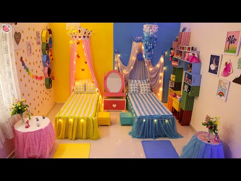 2 Sisters ❤️ BedRoom Makeover - On Her Choice[Yellow & Blue] 👉(Most Beautiful) #Love #Fun