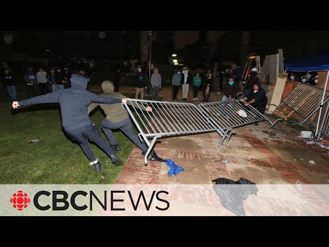 Supporters of Israel clash with pro-Palestinian protesters at UCLA