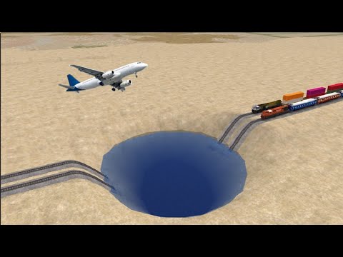 Weird Mistakes on Rail Tracks Impossible Wide Giant Pit Vs Trains | BeamNG.Drive | Train Simulator