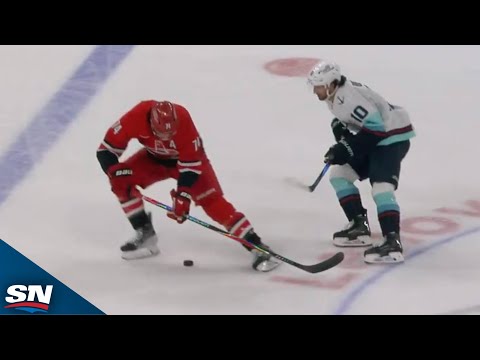 Kraken's Matty Beniers Dances Past Hurricanes' Jaccob Slavin For Highlight-Reel Goal