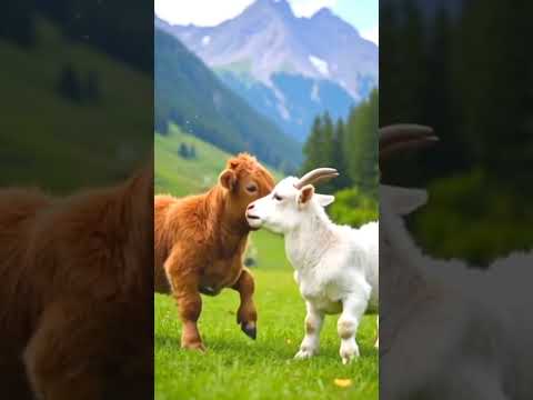 Baby cow and goat love movement🤑🐐#shorts#funny #cow #youtubeshorts #goat