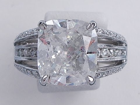 5.79 ctw Cushion Cut G SI2 Diamond Engagement Ring - BigDiamondsUSA
