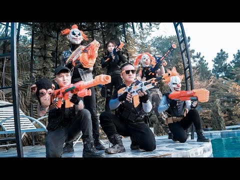 LTT Films : Silver Flash Escape Nerf Guns Fight Tiger Mask Criminal Destroyed Luxury Villa Showdown
