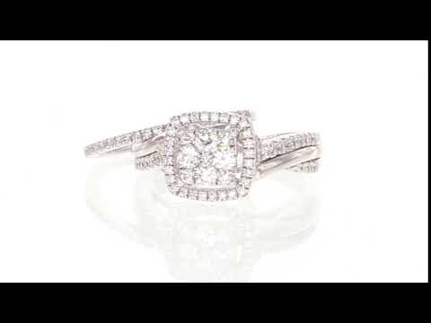 3/4 CTTW Diamond Cluster Twist Shank Bridal Ring Set in Solid Sterling Silver by DeCarat (2-Piece) - Second Medium