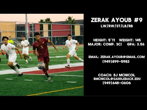 Zerak Ayoub - Saddleback College Highlight Video
