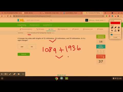 Taliyah Does Math: IXL Geometry: Q.2 Converse of the Pythagorean theorem