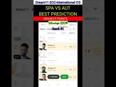 #short🔥SPA vs AUT🏆Dream11 Prediction🏅#shorts✨ Dream11 Ecc-International t10 Best Prediction 🔊rank #1