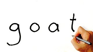 Very easy! How to Turn Word Goat into a Cartoon Goat. Art on Paper for Kids.