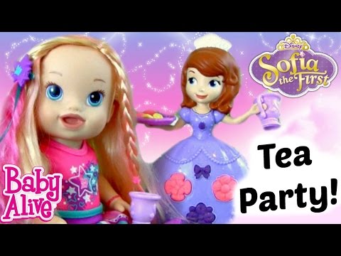 Sofia The First & Baby Alive Have Play Doh Disney Princess Tea Party With Play Doh Food Video