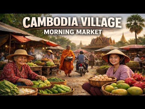 Inside a Cambodia Village Morning Market || Real Local Life at Sunrise 🇰🇭 