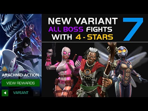 Variant 7 Arachnid Action All Boss Fights Solo with 4 Stars! - Marvel Contest of Champions