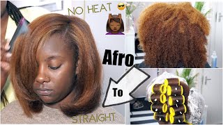HOW TO STRAIGHTEN HAIR WITH NO DRCT HEAT AND NO CHEMICALS- MAGIC ROLLER SET ON 4B HAIR 🤩 #type4hair