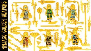 Ninjago Golden Ninjas w/ Gold Weapons Kai Zane Lloyd Jay Cole &amp; Nya Unofficial Lego Minifigures