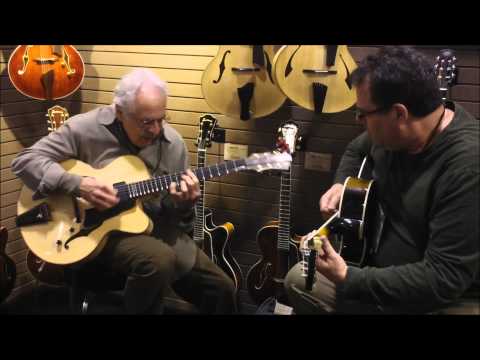 John Pisano and Jim Fox at Eastman Guitar Booth NAMM 2012