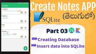 Android Note App Tutorial - Creating SQLite Database | Part 3 | SQLite | Android Studio | Kotlin