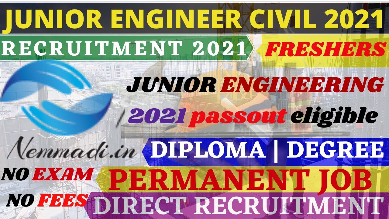 Junior Engineer Civil Recruitment #Freshers #Diploma_Degree #CIVIL ENGINEER 2021