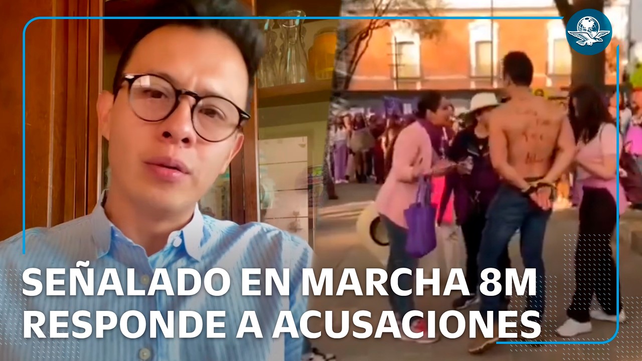 Hombre acusado de deudor alimentario en marcha 8M responde a señalamientos