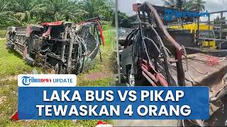 4 Tewas dalam Laka Maut Bus vs Pikap Pengangkut Ayam di Tol Tebing Tinggi, Sopir Kabur